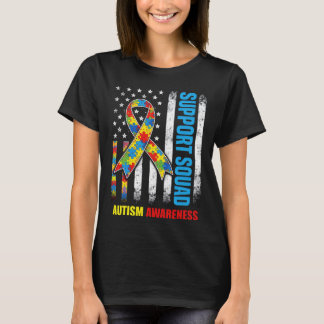 support squad autism ribbon awareness usa flag T-Shirt