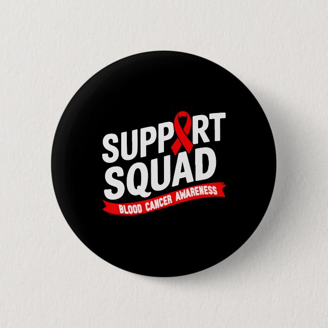 Support Squad Blood Cancer Awareness Month Red Rib Button (Front)