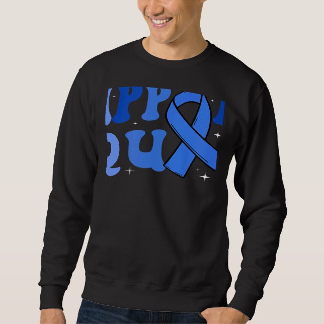 Support Squad Blue Ribbon Diabetes Awareness Month Sweatshirt (Front)