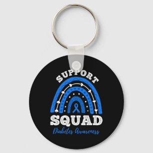 Support Squad Blue Ribbon T1d Type 1 Diabetes Awar Keychain
