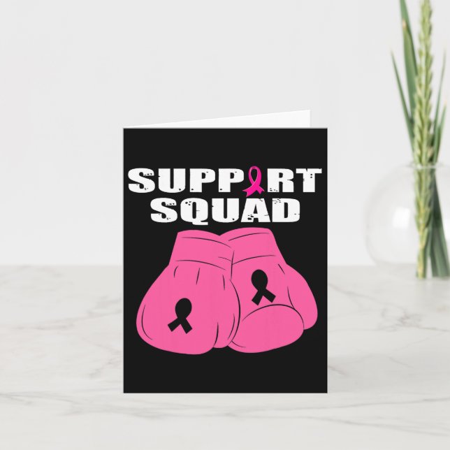 Support Squad Boxing Glove Pink Ribbon Breast Canc Card (Front)