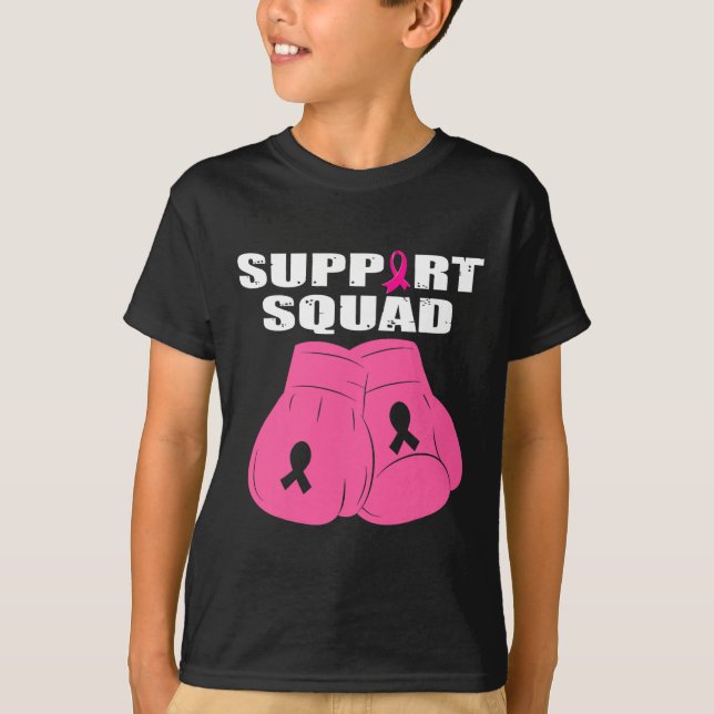 Support Squad Boxing Glove Pink Ribbon Breast Canc T-Shirt (Front)