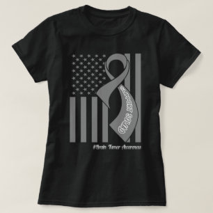 Support Squad Brain Tumor US Flag Gray Ribbon T-Shirt