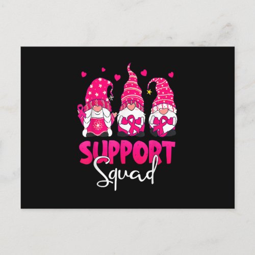 Support Squad Breast Cancer Awareness Gnomes Pink  Postcard