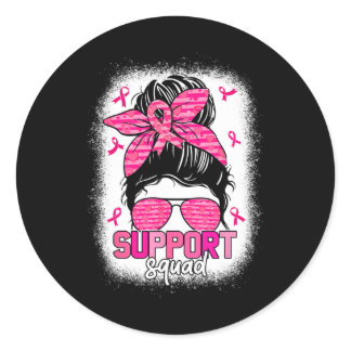 Support Squad Breast Cancer Awareness Messy Bun Pi Classic Round Sticker