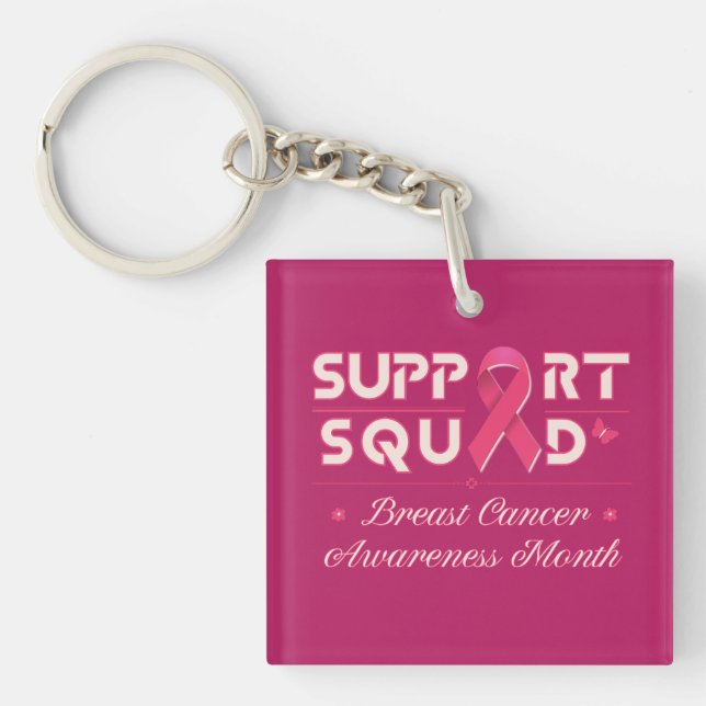 Support Squad-Breast Cancer  Awareness month Keychain (Front)