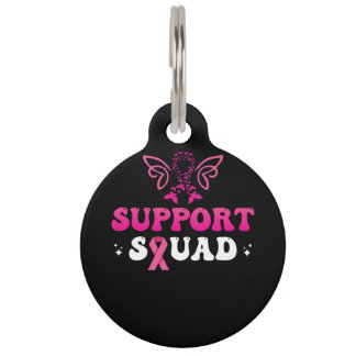 support squad breast cancer awareness pet ID tag