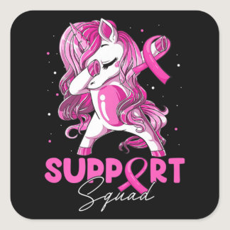 Support Squad Breast Cancer Awareness Pink Dabbing Square Sticker