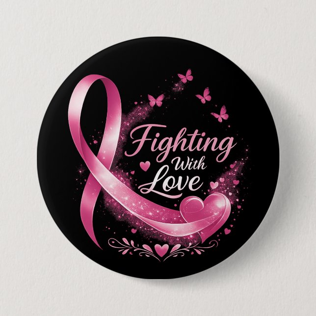 Support Squad Breast Cancer Awareness pink ribbon  Button (Front)