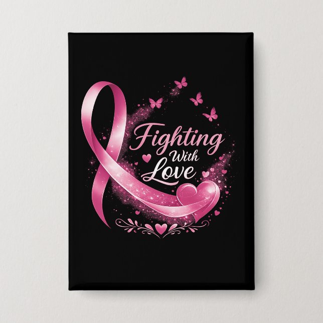 Support Squad Breast Cancer Awareness pink ribbon  Button (Front)