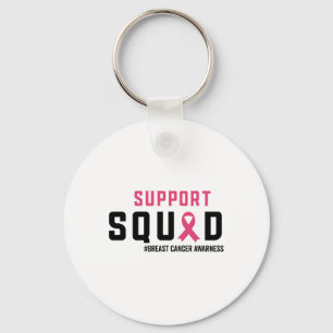Support Squad Breast Cancer Awareness Pink Ribbon Keychain