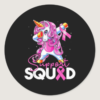 Support Squad Breast Cancer Awareness Pink Unicorn Classic Round Sticker