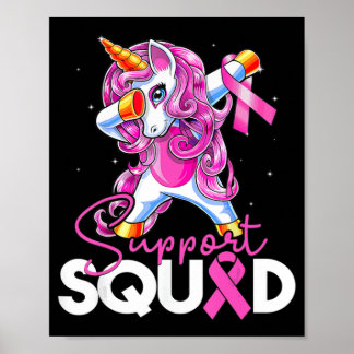 Support Squad Breast Cancer Awareness Pink Unicorn Poster