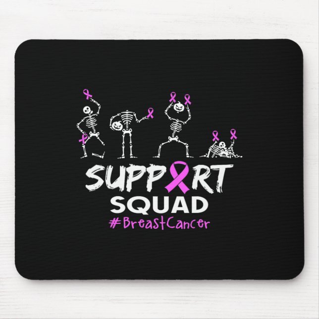 Support Squad Breast Cancer Awareness Skeleton Hal Mouse Pad (Front)