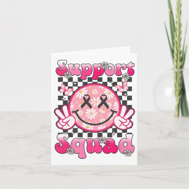 Support Squad Breast Cancer Awareness Smile Face P Card (Front)