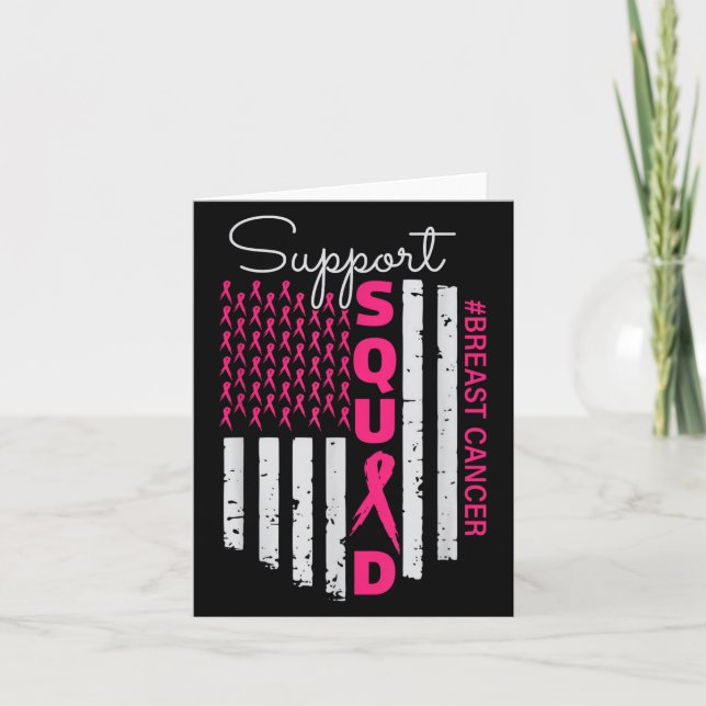 Support Squad Breast Cancer Awareness Usa Flag  Card (Front)