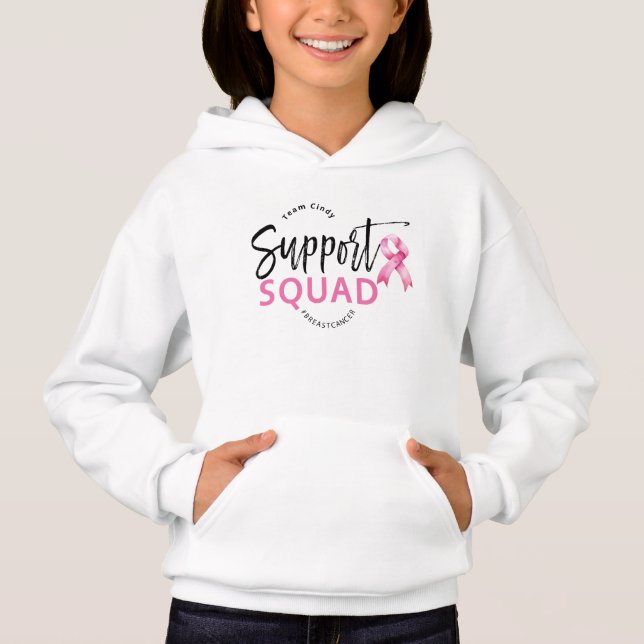 Support Squad Breast Cancer Pink Ribbon Hoodie (Front)