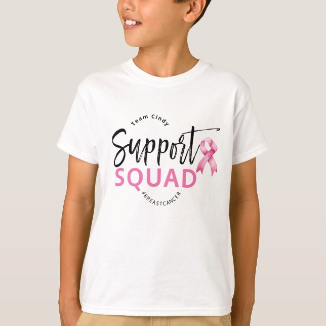 Support Squad Breast Cancer Pink Ribbon T-Shirt (Front)