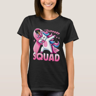 Support Squad Breast Cancer Warrior Dabbing Unicor T-Shirt