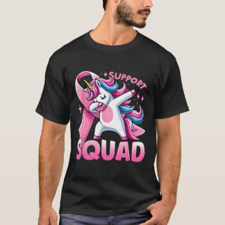 Support Squad Breast Cancer Warrior Dabbing Unicor T-Shirt