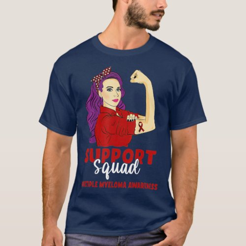 Support Squad Burgundy Warrior Multiple Myeloma Aw T_Shirt