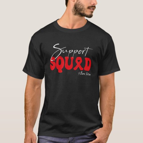 Support Squad Burn Victims Awareness Red Ribbon T_Shirt