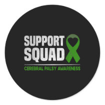 Support Squad Cerebral Palsy Awareness Cp Heart Gr Classic Round Sticker