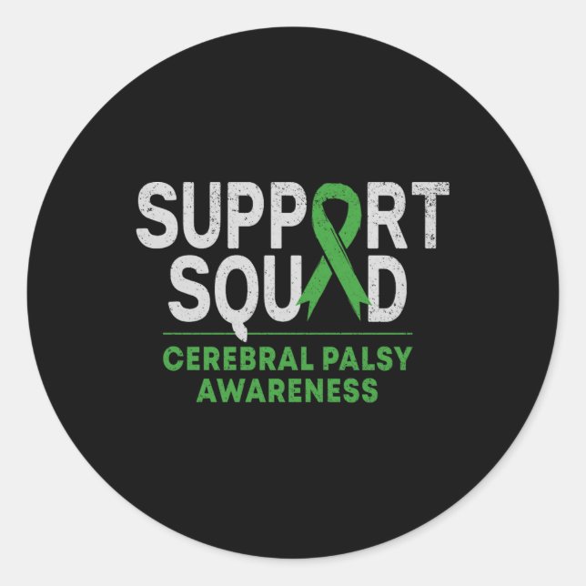 Support Squad Cerebral Palsy Awareness Month Cp Gr Classic Round Sticker (Front)