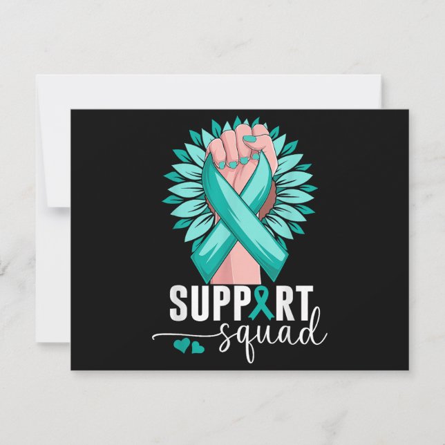 Support Squad Cervical Cancer Awareness Teal & Whi (Front)