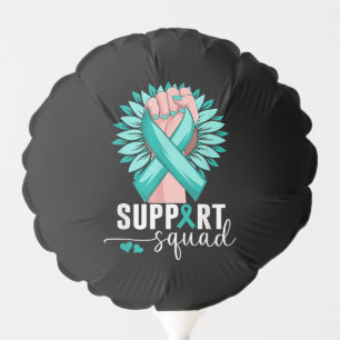 Support Squad Cervical Cancer Awareness Teal & Whi Balloon