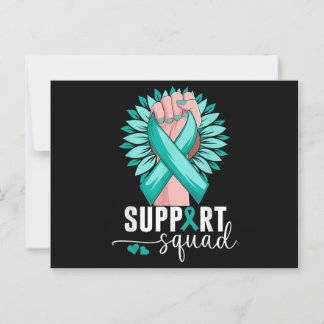 Support Squad Cervical Cancer Awareness Teal & Whi Postcard