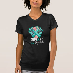 Support Squad Cervical Cancer Awareness Teal & Whi T-Shirt