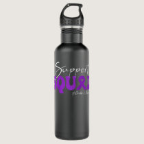 Support Squad Crohn’s Disease Awareness Purple Rib Stainless Steel Water Bottle