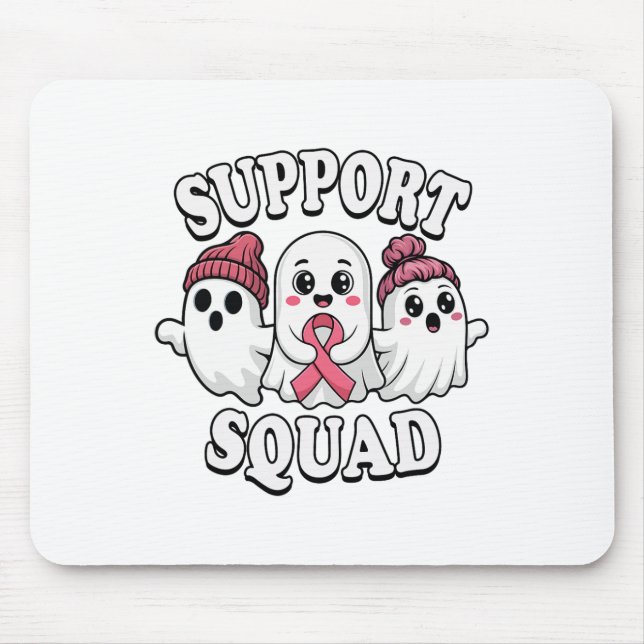 Support Squad Cute Ghosts Breast Cancer Awareness  Mouse Pad (Front)
