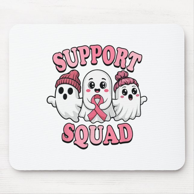 Support Squad Cute Ghosts Breast Cancer Awareness  Mouse Pad (Front)