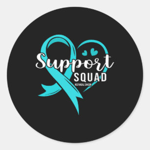 Support Squad Cute Heart Cervical Cancer Awareness Classic Round Sticker