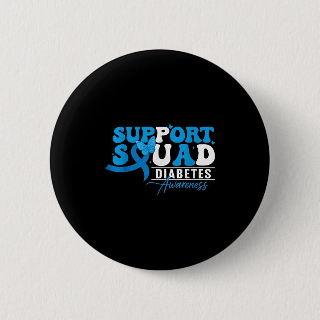 Support Squad Diabetes Awareness T1d T2d Groovy Bl Button (Front)