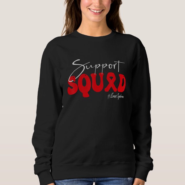 Support Squad Evans Syndrome Awareness Red Ribbon Sweatshirt (Front)