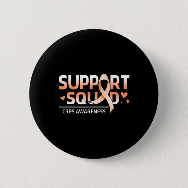 Support Squad Family Team Rsd Crps Awareness Orang Button (Front)