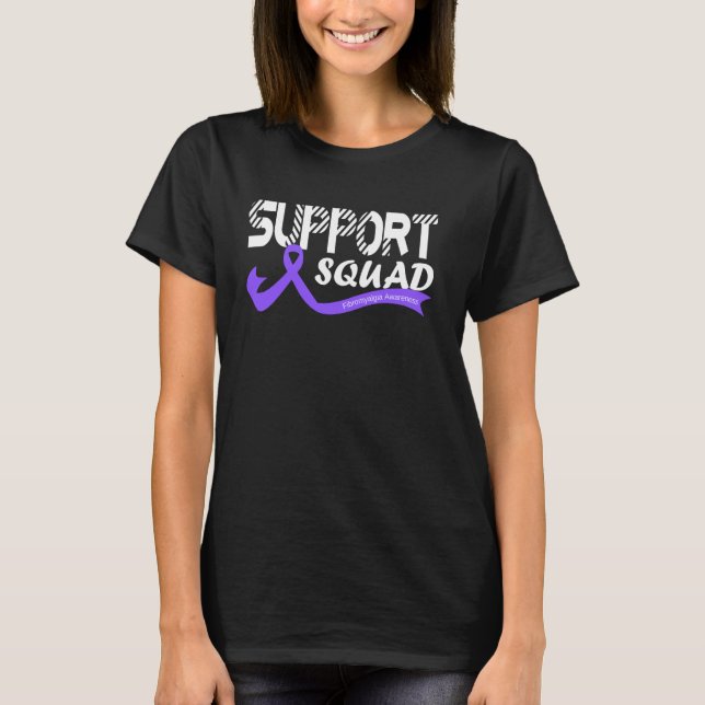 Support Squad Fibromyalgia Awareness Ribbon Purple T-Shirt (Front)