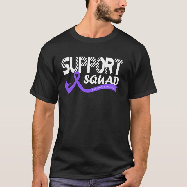 Support Squad Fibromyalgia Awareness Ribbon Purple T-Shirt (Front)
