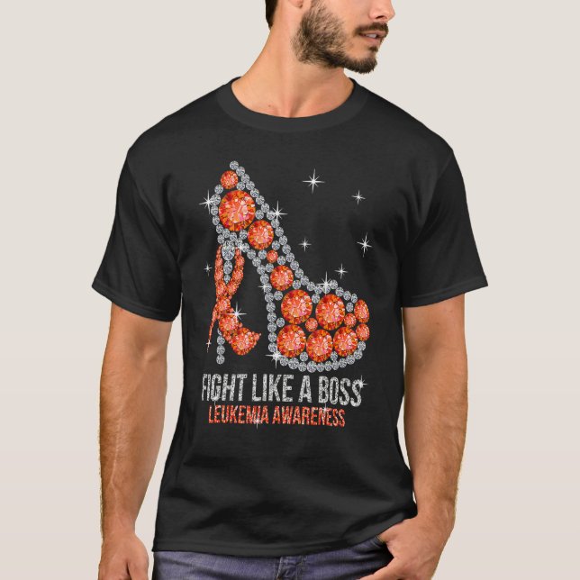 Support Squad Fight Like A Boss Leukemia Awareness T-Shirt (Front)