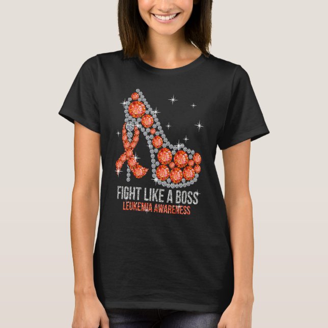 Support Squad Fight Like A Boss Leukemia Awareness T-Shirt (Front)