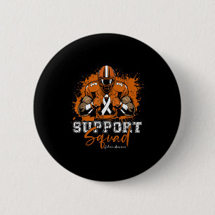 Support Squad Football Orange Ribbon Leukemia Awar Button