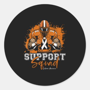 Support Squad Football Orange Ribbon Leukemia Awar Classic Round Sticker