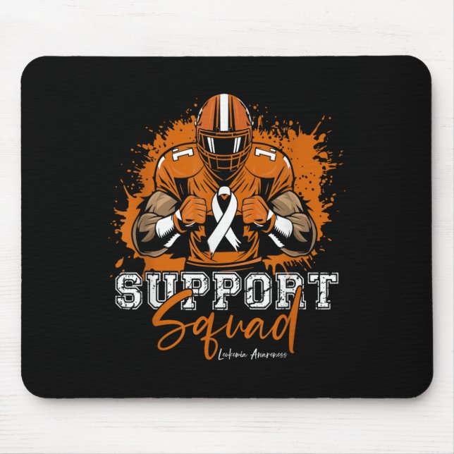 Support Squad Football Orange Ribbon Leukemia Awar Mouse Pad (Front)
