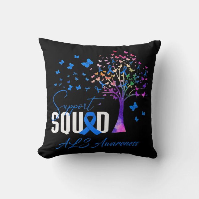 Support Squad For Als Awareness  Throw Pillow (Front)