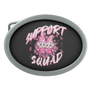 Support Squad Gnome Warrior Breast Cancer Awarenes Belt Buckle