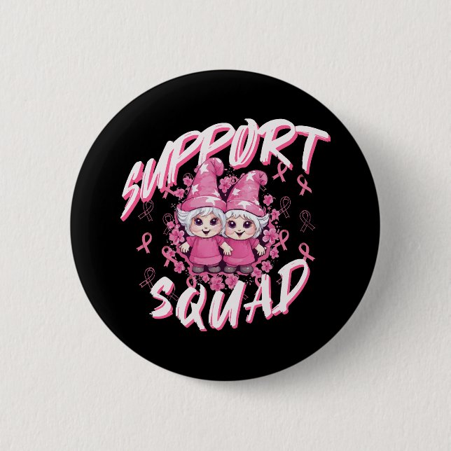 Support Squad Gnome Warrior Breast Cancer Awarenes Button (Front)