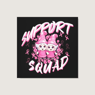 Support Squad Gnome Warrior Breast Cancer Awarenes Canvas Print